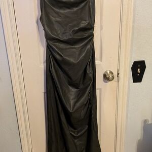 Zara Khaki Strapless Dress